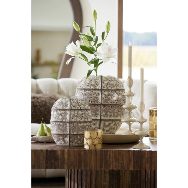 Light en Living Vaas deco 25x12,5x28 cm MANTU keramiek mat donkerbruin+creme