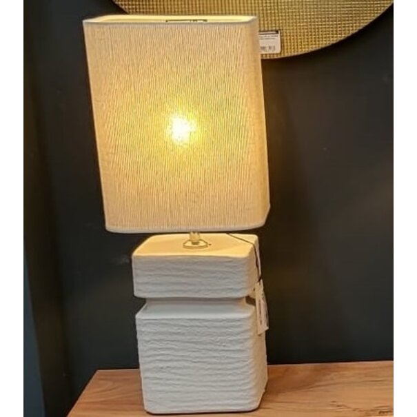 Light en Living Lampenkap vierkant rond hoog 20-20-26 cm BRESKA parel wit