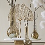 Ornament op voet 36x10x48 cm LEAF  goud+marmer wit