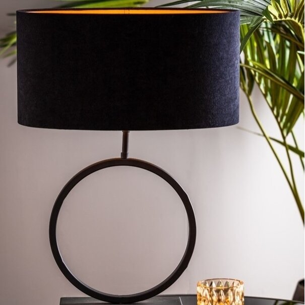 Light en Living Lampenkap ovaal recht VELOURS zwart-taupe - diverse maten