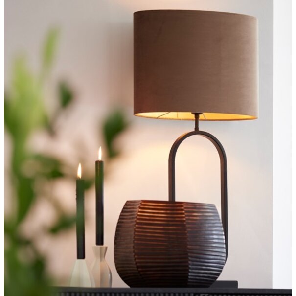 Light en Living Kap ovaal recht smal 38x17,5x28 cm VELOURS chocolade bruin