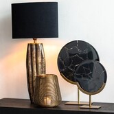 Ornament op voet 25x10x35 cm GOUYA  zwart agaat+antiek brons