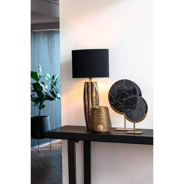 Light en Living Ornament op voet GOUYA 25x10x35 cm - Zwart Agaat & Antiek Brons