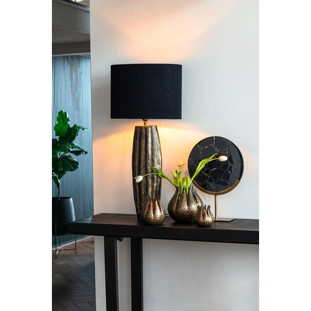 Light en Living Ornament op voet GOUYA 25x10x35 cm - Zwart Agaat & Antiek Brons