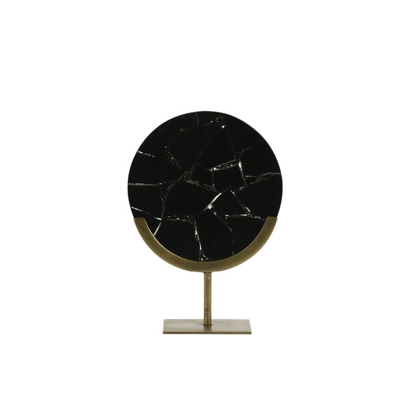 Light en Living Ornament op voet 25x10x35 cm GOUYA  zwart agaat+antiek brons