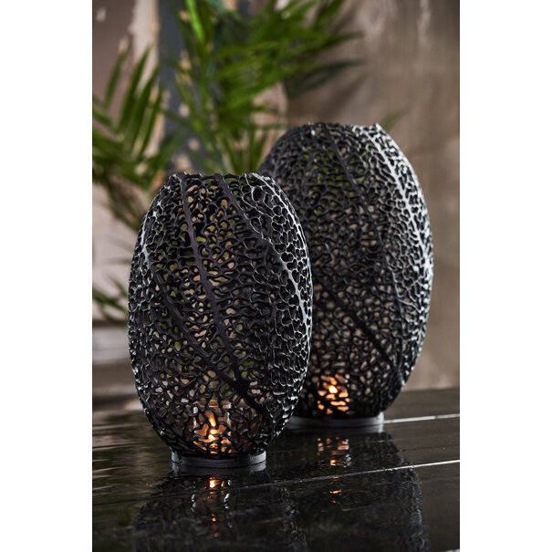 Light en Living Windlicht SINULA mat zwart - 2 maten