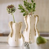 Vaas deco Ø18,5x34 cm MAGOME keramiek creme + olijfgroen