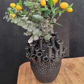 Vaas deco Ø29x33 cm KYRAL keramiek mat zwart-glans zwart