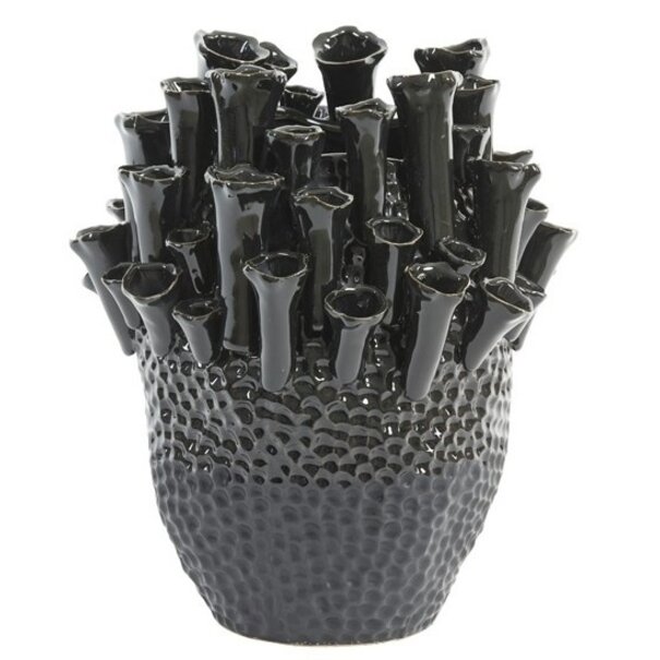 Light en Living Vaas deco Ø29x33 cm KYRAL keramiek mat zwart-glans zwart