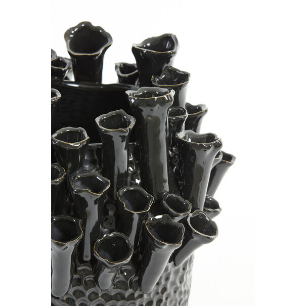 Light en Living Vaas deco Ø29x33 cm KYRAL keramiek mat zwart-glans zwart