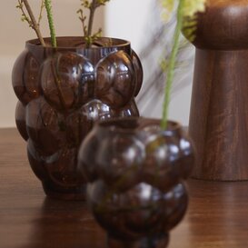 Vaas Ø16,5x19 cm OWL glas donker bruin