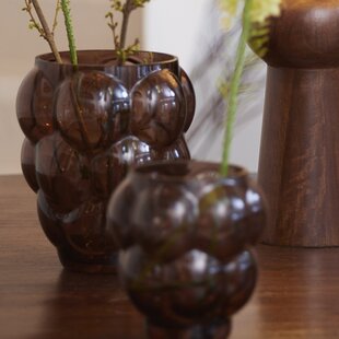 Vaas Ø16,5x19 cm OWL glas donker bruin