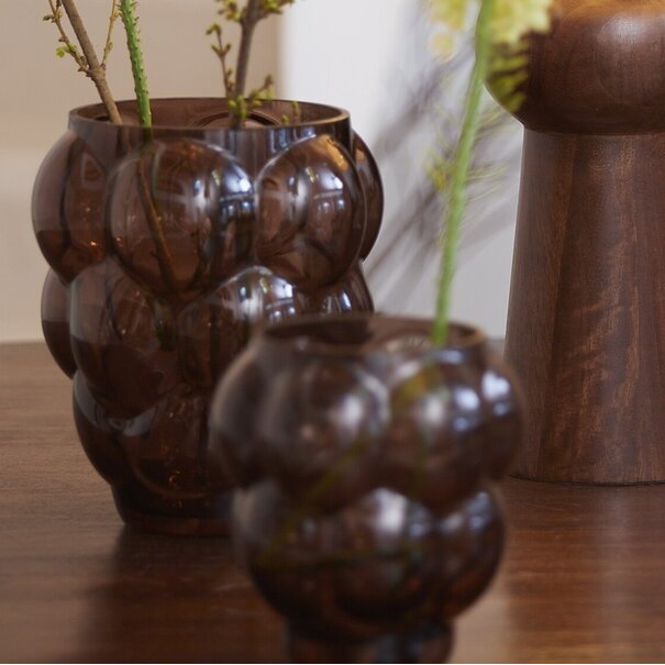 Light en Living Vaas Ø22x25 cm OWL glas donker bruin