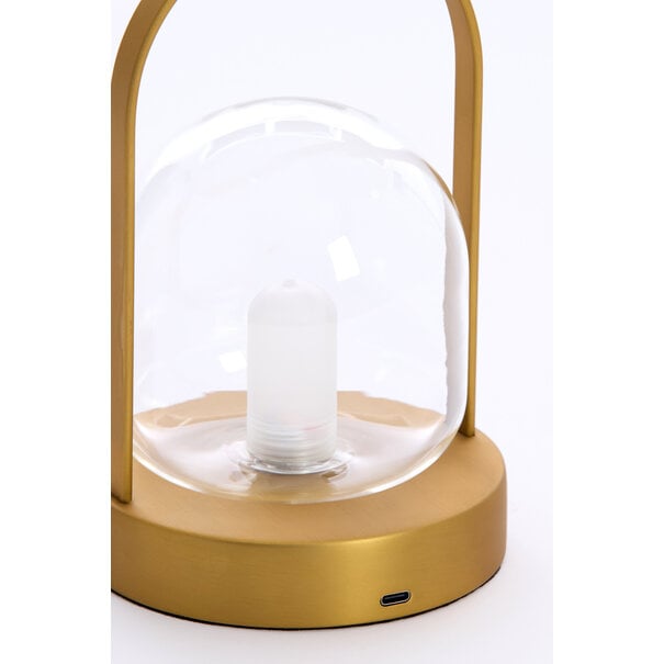 Light en Living Yeremi Tafellamp LED Ø12×19 cm glas helder + brons
