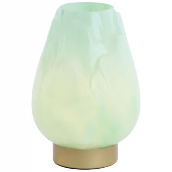 Light en Living Tafellamp Ginny LED op batterij mintgroen goud 27 cm