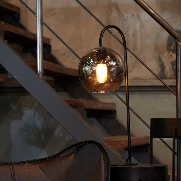 Light en Living Tafellamp Subar 28x20x60 cm smoke glas/zwart