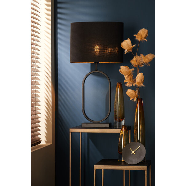 Light en Living Lampenkap ovaal recht Livigno zwart 38-17,5-28 cm