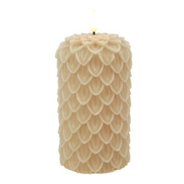 Countryfield LED-B Kaars Dennenkegel Lyon L beige - 8,5 x 8,5 x 15 cm