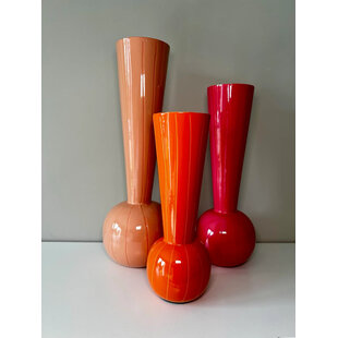 Set van 3 gekleurde vazen TODI - Oranje/Roze