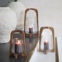 Windlicht Ø26x48 cm ANOSY glas helder+hout naturel