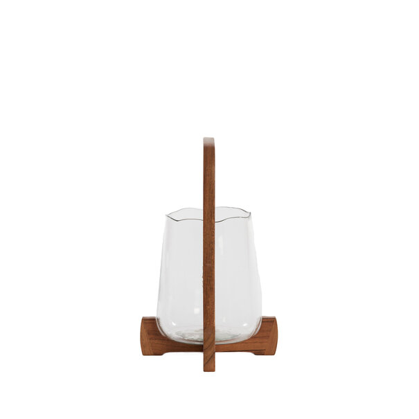 Light en Living Windlicht Ø21,5x35 cm ANOSY glas  helder+hout naturel