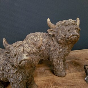 Ornament Schotse hooglander Yuki L bruin - 22 x 10,5 x 19,5 cm