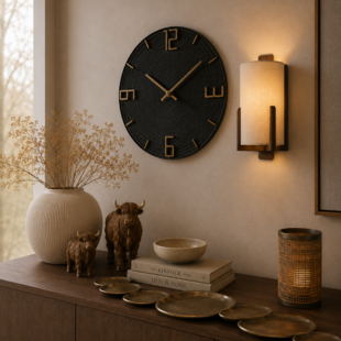 Wandlamp  22X18X36 cm Litto donkerbruin+Linnen naturel