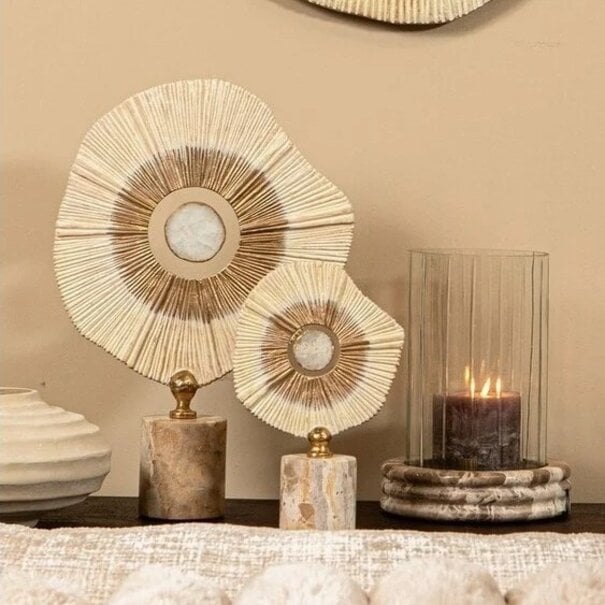 PTMD Ornament Rella Beige gegoten aluminium met marmer L