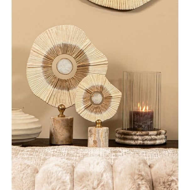 PTMD Ornament Rella Beige gegoten aluminium met marmer L