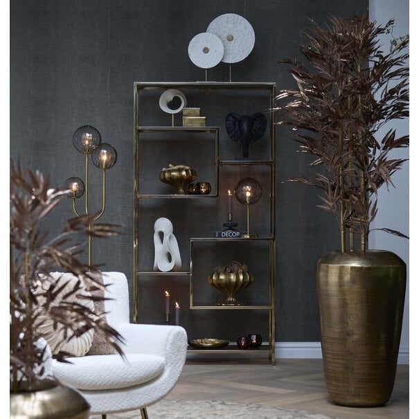 Light en Living Ornament op voet 35x12x50 cm YVO marmer wit+antiek brons
