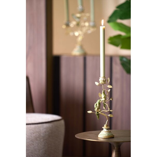 Light en Living Kandelaar 14x9x32,5 cm BIRD mint groen-wit + lichtgoud