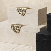 Opbergbox Hazael Beige suede set van 2 druppel