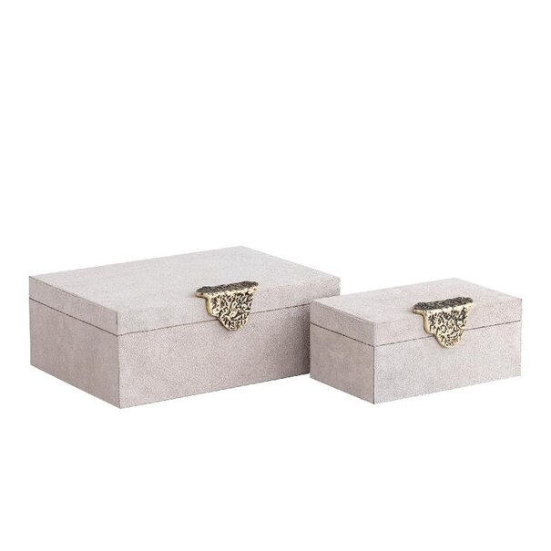 PTMD Opbergbox Hazael Beige suede set van 2 druppel
