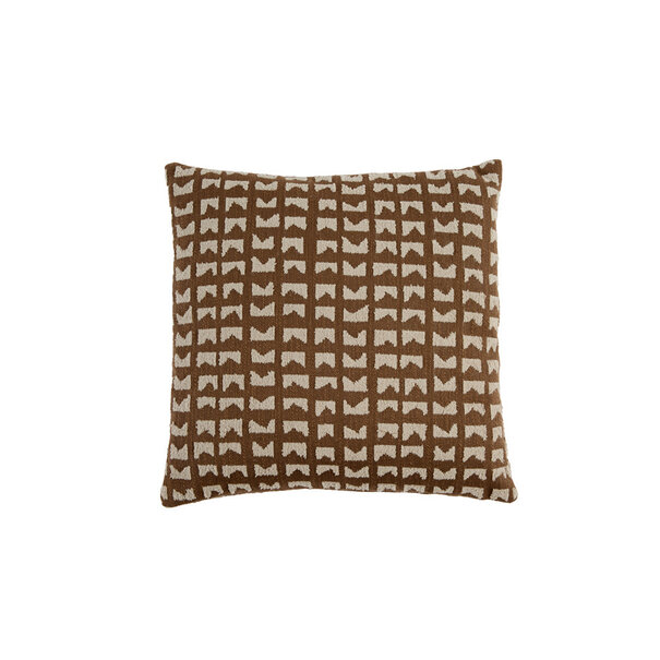 Light en Living Kussen 45x45 cm SONTRA donker bruin+taupe veren gevuld