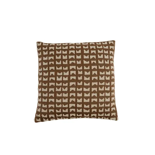 Light en Living Kussen 45x45 cm SONTRA donker bruin+taupe veren gevuld