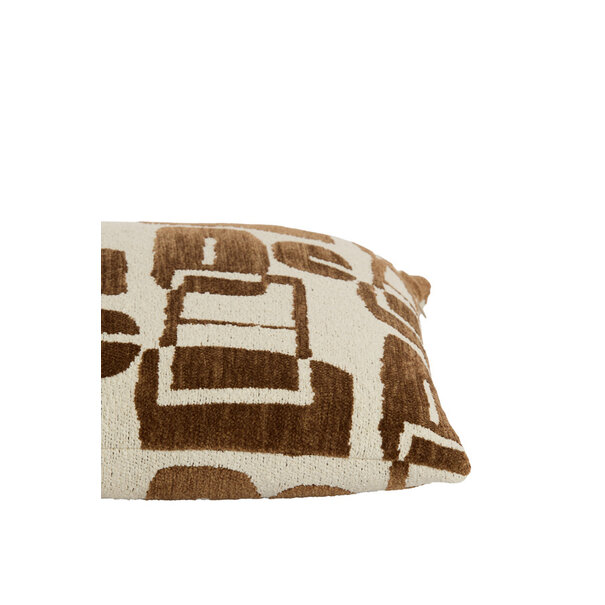 Light en Living Kussen 45x45 cm LYSS donker bruin+crème veren gevuld