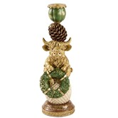 Kandelaar Ø9,5x30,5 BULL cm goud+groen