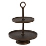 Etagère 2 laags Ø24x37 cm LUTEK mat bruin-brons