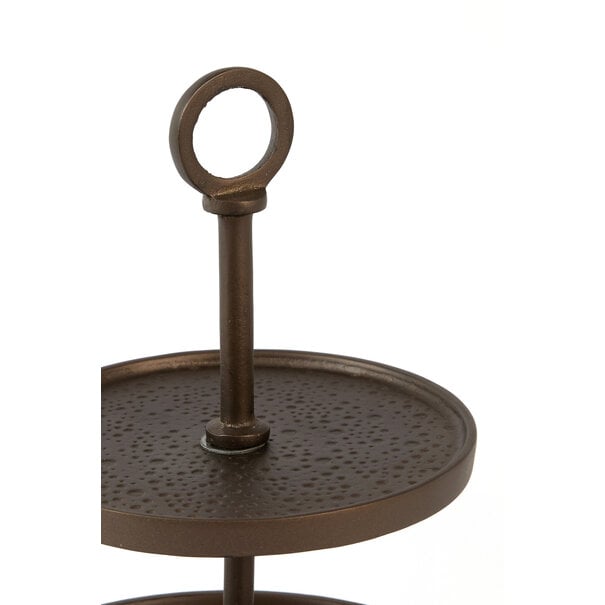 Light en Living Etagère 2 laags Ø24x37 cm LUTEK mat bruin-brons