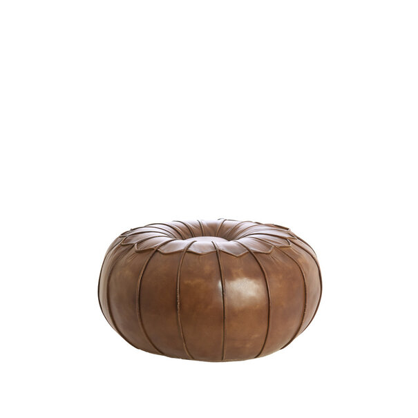 Light en Living Poef Ø58x32 cm CALIMA leer bruin