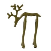 Ornament 15x6x20 cm DEER glans olijf groen
