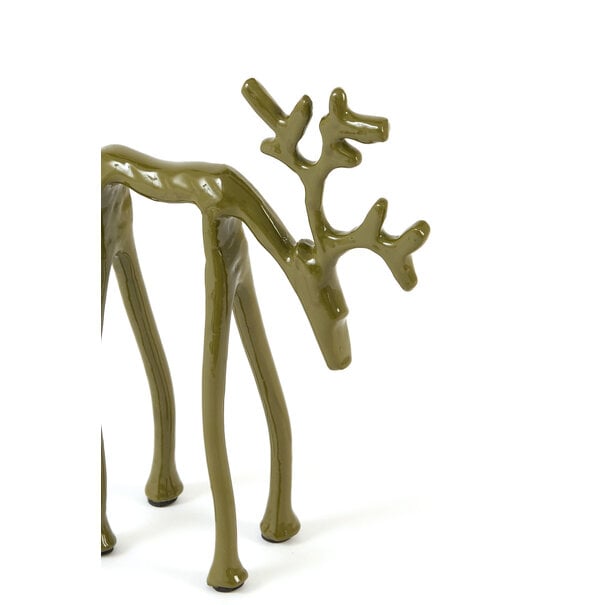 Light en Living Ornament 15x6x20 cm DEER glans olijf groen