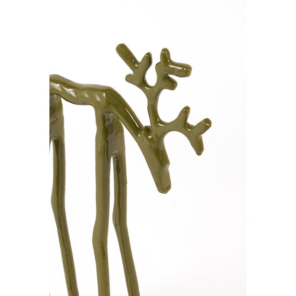 Light en Living Ornament 15x6x25 cm DEER glans olijf groen