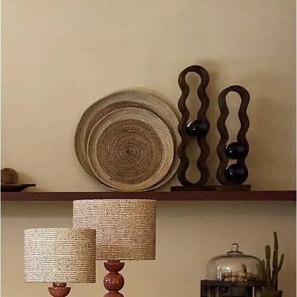 Light en Living Schaal/wandorn Set van 2 Ø40x4,5+Ø50x6 cm BURICA zeegras nat+crème