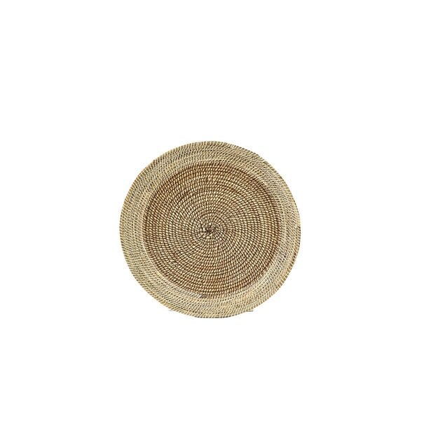 Light en Living Schaal/wandorn Set van 2 Ø40x4,5+Ø50x6 cm BURICA zeegras nat+crème