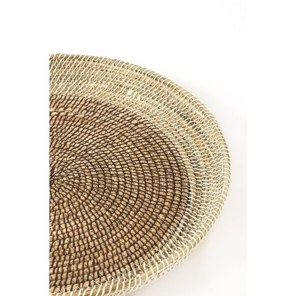 Light en Living Schaal/wandorn Set van 2 Ø40x4,5+Ø50x6 cm BURICA zeegras nat+crème