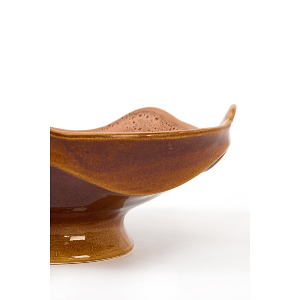 Light en Living Schaal op voet 36x33,5x14 cm SARAG keramiek oud roze+cognac