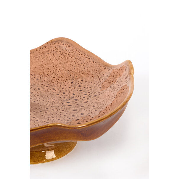 Light en Living Schaal op voet 36x33,5x14 cm SARAG keramiek oud roze+cognac