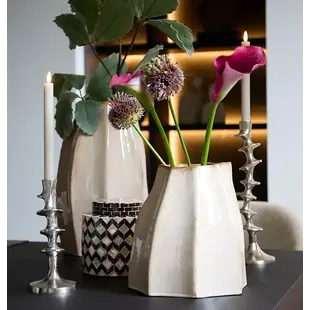 Vaas deco 25,5x22x27 cm CHIADO glans beige
