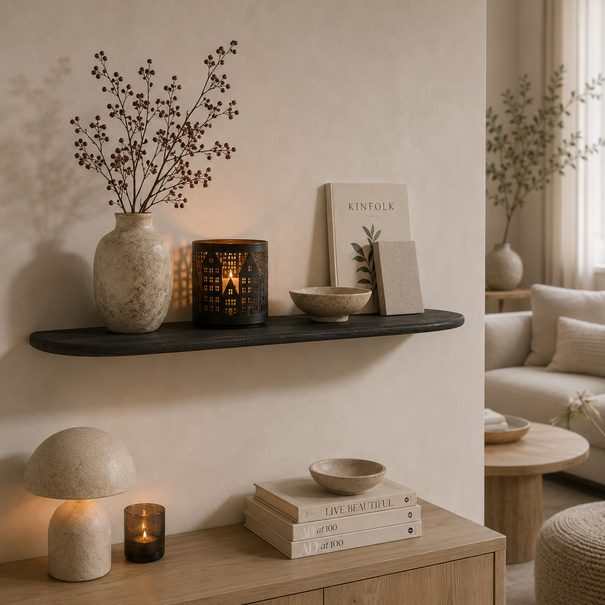 Light en Living Wandplank 70x17x2 cm GINOSA hout  mat zwart